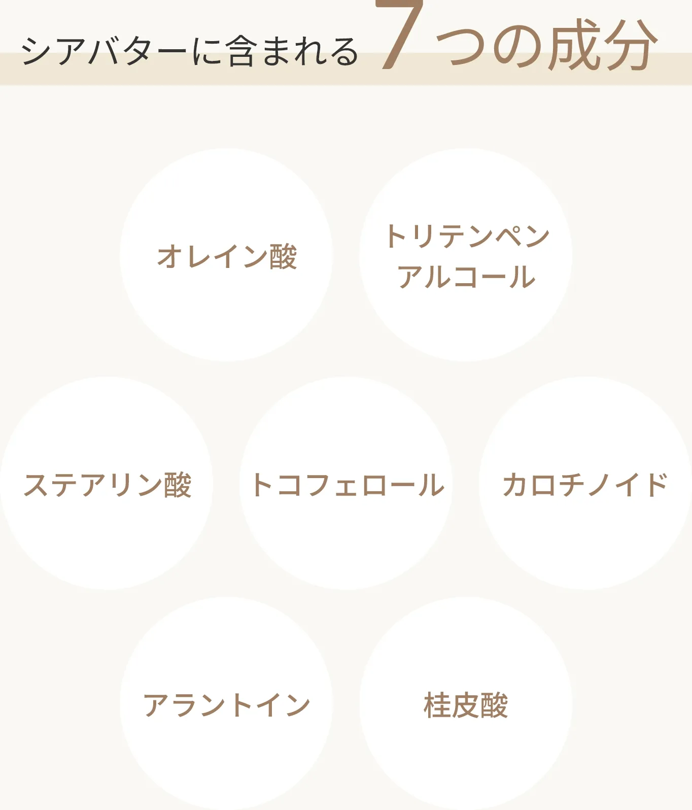 オレイン酸 トリテンペンアルコール ステアリン酸 トコフェロール カロチノイド アラントイン 桂皮酸