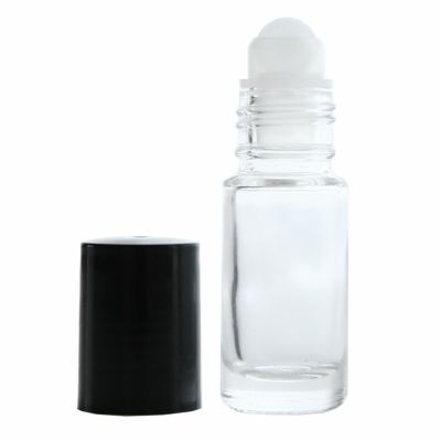 【全品P10倍】クリアガラスボトル・ロールオン・黒キャップ[5ml]／1個