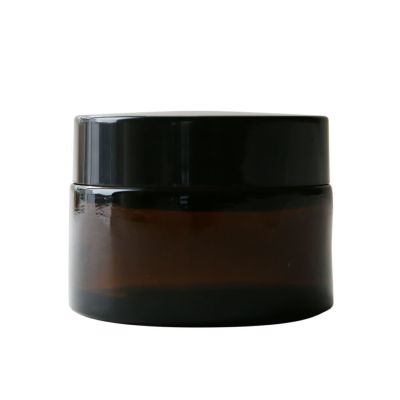 アンバーガラスジャー・黒キャップ[30ml]／1個