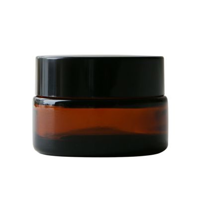 アンバーガラスジャー・黒キャップ[20ml]／1個