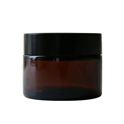 【P10倍】アンバーガラスジャー・黒キャップ[50ml]／1個